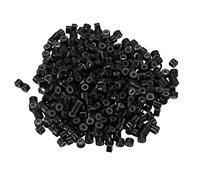 Diheohg 500 pezzi nero 5 mm silicone imbottito micro anello link per installazione e molle di estensione dei capelli I-Stock