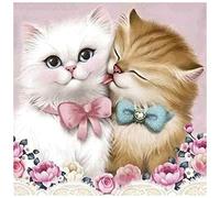 Diheohg 5D DIY Diamante Pittura Punto Croce Coppia Gatto Diamante Pittura Rotonda Strass Mosaico Ricamo Animali