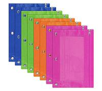 Diheohg 8 confezioni di sacchetti a 3 anelli, rilegatura a busta, multicolore, astuccio, finestra trasparente, per esigenze scolastiche, ufficio necessità