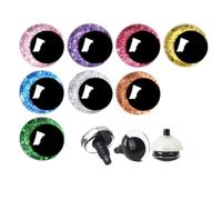 Diheohg 80 pezzi 25 mm 3D glitter plastica occhi di sicurezza con rondelle per animali di peluche luna, occhi all'uncinetto, 8 colori