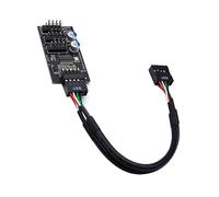 Diheohg 9Pin USB Hub Connector USB Splitter 1 to 3 USB2.0 9Pin Header Board Cavo per raffreddamento ad acqua per RGB LED Test di velocità della ventola durevole nero.
