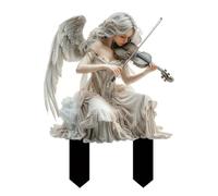 Diheohg Bianco gioca violino in acrilico, vaso di fiori, prato, decorazione fattoria, spina da pavimento, decorazione, scudo