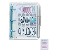 Diheohg Cartella Sfida 1000, libro Sfida mensile con buste, cartella Mini budget (blu)