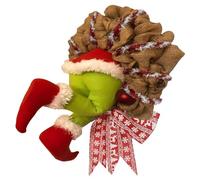 Diheohg Ghirlanda di Babbo Natale, di alta qualità, "Come il ladro di Natale ha rubato", ghirlanda di Natale in tela per decorare la porta di casa, ghirlanda