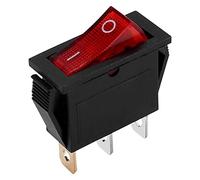 Diheohg Interruttore a bilanciere ON OFF, bipolare, 28 x 10 mm, 250 V, 15 A, 3 connettori, rosso