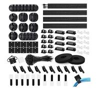 Diheohg Kit organizer per la gestione dei cavi, 173 pezzi, clip autoadesive, fascette per cavi, fascette da parete, fascette stringicavo