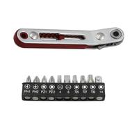 Diheohg Mini chiave a cricchetto con testa a gomito, manico per cacciavite a 90 gradi con set di punte, chiave a cricchetto a testa doppia, utensili a mano, durevole