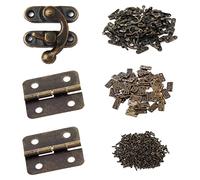 Diheohg Piccole cerniere in bronzo, gancio di chiusura destro con cerniere e viti per portagioie, gancio regalo