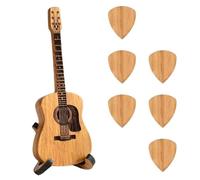 Diheohg Scatola per plettri in legno con supporto, 6 plettri unici per chitarra, mini scatola per chitarristi, con incisione musicista