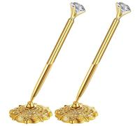 Diheohg Set di 2 penne rotonde cave, portapenne, in metallo dorato, per matrimonio, sposa, fidanzamento, libro degli ospiti, regalo di San Valentino