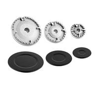 Diheohg Set di 3 tappi per fornelli a gas e testa del bruciatore, universale, set di cappelli da cucina, come da immagine, in metallo, adatti per la maggior parte dei fornelli a gas