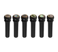 Diheohg Set di 6 perni per chitarra in ebano nero a forma di ponte in osso con verde Abalone Dot per chitarra acustica