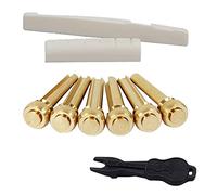 Diheohg Set di perni per chitarra acustica (perni in ottone e osso sella dado)