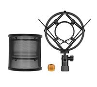 Diheohg Supporto per ammortizzatore per microfono con filtro per microfono, protezione dal vento, clip per ammortizzatore