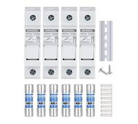 DIHOOL Solar PV Fusibile Holder 1-Pole DC1000V 10 x 38 mm DIN Rail Mount, 15A Fusibile Fotovoltaico (4 pz Fusibile Holder e 6 pz Fusibile)