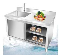 DIHRVTHC unità Lavello in Acciaio Inox, Mobile Lavello, con Lavello E Rubinetto, Lavello Esterno, Anta Mobile Indipendente,Lavello di Servizio, Lavello da Cucina, per Cucina Officina Esterna(80x50cm)