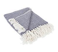 DII 100% Cotone Chevron Herringbone Throw per Interni/Esterni Campeggio BBQ, spiagge Everyday - Coperta 127 x 152,4 cm Chevron Nautical Blu, Nautical Blue, 50 x 60 Inches