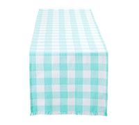 DII 100% Cotone con Frange Heavyweight tovagliolo Guida da Tavolo 35,5 cm x 1,83 m (14 x 72 Pollici) Aqua Checker