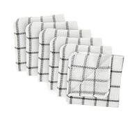 DII 100% Cotone, Lavabile in Lavatrice, Everyday Kitchen Basic Scrubber Strofinacci, 30,5 x 30,5 cm, Colore: Nero e Bianco Plaid-Set of 6 Gray