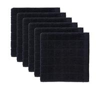 DII 100% Cotone, Lavabile in Lavatrice, Ultra Assorbente, Basic Everyday 30,5 x 30,5 cm in Spugna da Cucina Strofinacci, Windowpane Design, Set di, Melanzana Canovaccio Solid Black