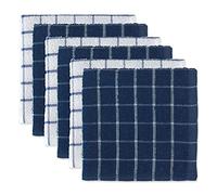 DII 100% cotone, lavabili in lavatrice, ultra assorbenti, Basic Everyday 30,5 x 30,5 cm, strofinacci da cucina in spugna, design con finestra, set da 6 pezzi, blu nautico