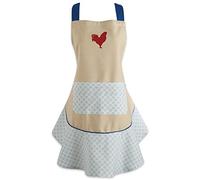 DII 100% Cotone, Vacanza Donne Carino Volant Grembiule da Cucina, Basic, Collo e in Vita Regolabile Fascette, Cottura, Forno, Crafting And More, Mrs. Claus Grembiule Red Rooster