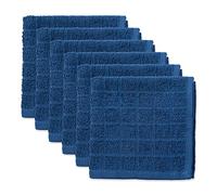 DII 100% Cotton Absorbent 12x12 Terry Windowpane-Set di 6 Panni per Piatti, Colore, Blu Tinta Unita