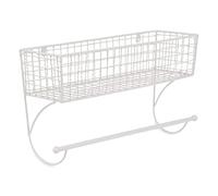 DII Arredamento rustico per il bagno della fattoria, contenitore in metallo, grande portasciugamani, bianco antico