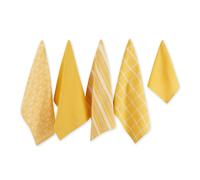 DII Assorted Woven Kitchen Set Strofinaccio 18x28 Strofinaccio 13x13 Senape 5 pezzi