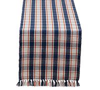 DII Autumn Farmhouse Plaid, cotone, blu e arancione, 182,9 x 35,6 cm (corridore)