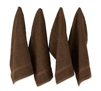 DII Basic Terry Collection Waffle Dishtowel Set, 15x26, Solid Brown, 4 Piece