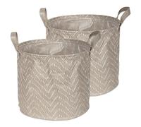 DII - Bidone per bucato, colore: pietra e crema, rotondo