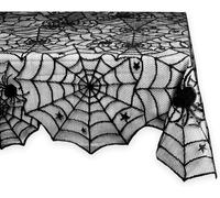 DII Black Lace Overlay Tabletop Collection Decorazione Gotica di Halloween, Poliestere, Spider Web, Tablecloth, 54x72