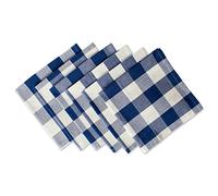 DII Buffalo Check Collection, Classic Farmhouse - Set di tovaglioli, 20 x 20 cm, colore: blu navy e crema, 6 pezzi
