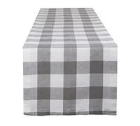 DII Buffalo Check Collection, Runner classico da tavolo da fattoria, 14 x 108, grigio e bianco