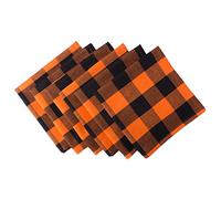 DII Buffalo Check Collection - Set di tovaglioli, 20 x 20, arancione e nero, 6 pezzi