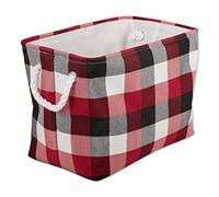 DII Buffalo Check Storage Collection - Pattumiera pieghevole con manici, rettangolare, grande, 17,5 x 12 x 15 cm, tricolore rosso cardinale