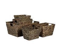 DII Cestini portaoggetti in giacinto d'acqua, colore grigio lavato, set grande, dimensioni assortite