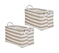 DII Contenitore per biancheria, in polietilene, pieghevole, con manici, motivo a righe in pietra, set grande, 10,5 x 17,5 x 10 cm