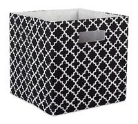 DII - Contenitore pieghevole in tessuto rigido per asilo, uffici e organizzazione della casa, (33 x 33 x 33 cm), nero a reticolo