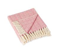 DII, coperta moderna in cotone marocchino con frange per sedia, divano, picnic, campeggio, spiaggia e uso quotidiano Ricamo a diamante Punto diamante rosa.