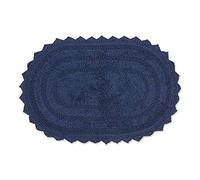 DII Crochet Collection - Tappetino da bagno reversibile, ovale, 17 x 24, colore: Blu francese