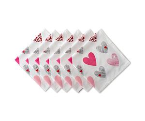 DII Decorazione da tavolo per San Valentino, set di tovaglioli, 20 x 20, collage di cuori, 6 pezzi