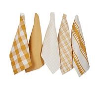 DII Everyday Basic Kitchen Collection Large Woven Cotton Dishtowel/Tea Towel Set, 18x28, Honey Gold, 5 Count