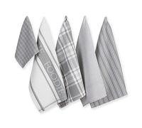 DII Everyday Collection Foodie - Set di 5 strofinacci e strofinaccio, colore: Grigio chiaro