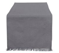 DII Everyday Collection Piano Solido con Frange, Cotone, Grigio, Table Runner, 14x72