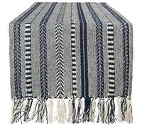DII Farmhouse Braided Stripe Collezione Runner da Tavolo, Cotone, Blu Navy, 15x72