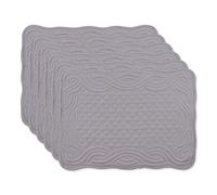 DII Farmhouse Collection Set di tovagliette da tavolo trapuntate, grigio, 6 pezzi