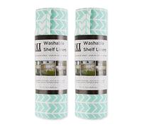 DII Fridge & Shelf Liner Collection Non-Adhesive, Cut to fit, Machine Washable, 12x20, Bright Aqua Herringbone, 2 Piece