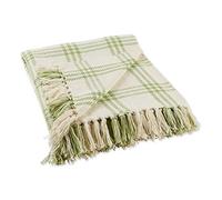 DII Modern Farmhouse Plaid Collection - Coperta in cotone con frange e cotone, 50 x 60 cm, colore: Bianco/Verde antico